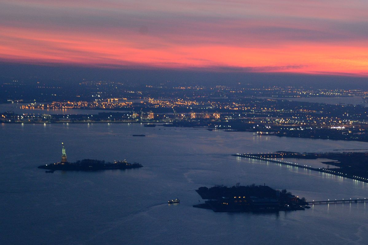 01-6 Statue Of Liberty And Ellis Island From One World Trade Center Observatory After Sunset